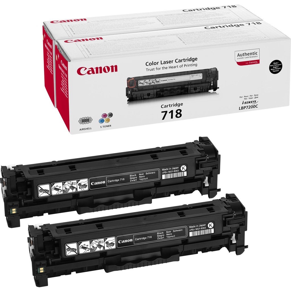 [120008440162] Canon CRG-718 Bk VP tonercartridge 2 stuk(s) Origineel Zwart