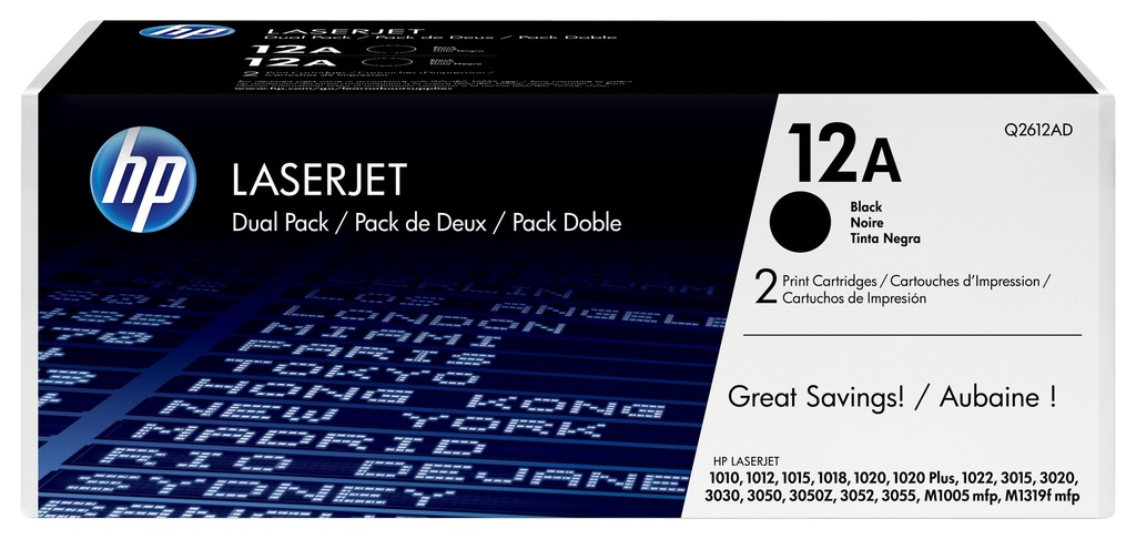 [120025440459] HP 12A originele zwarte LaserJet tonercartridge, 2-pack