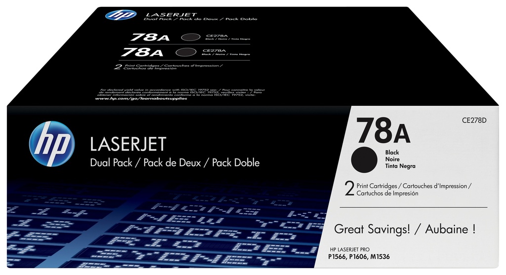 [120025440519] HP 78A originele zwarte LaserJet tonercartridge, 2-pack