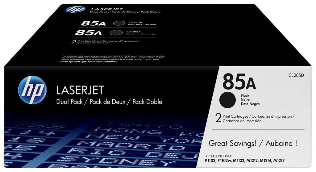 [120025440520] HP 85A originele zwarte LaserJet tonercartridge, 2-pack