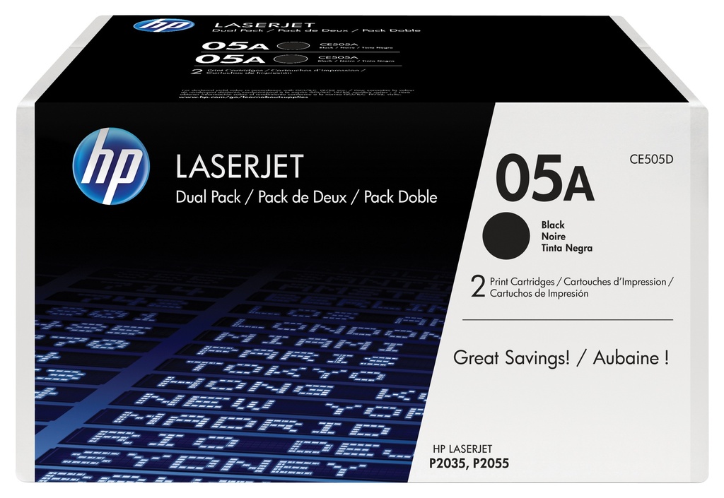 [120025440868] HP 05A originele zwarte LaserJet tonercartridge, 2-pack