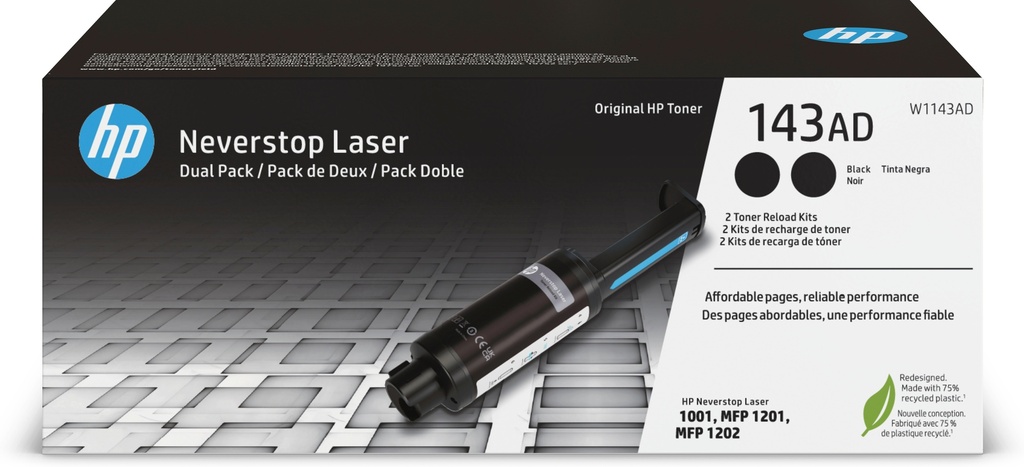 [120025441637] HP 143AD twee originele zwarte Neverstop-tonerbijvulkits