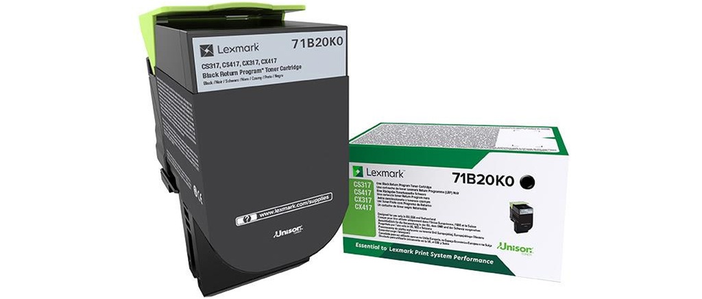 [120035440999] Lexmark 71B20K0 tonercartridge 1 stuk(s) Origineel Zwart