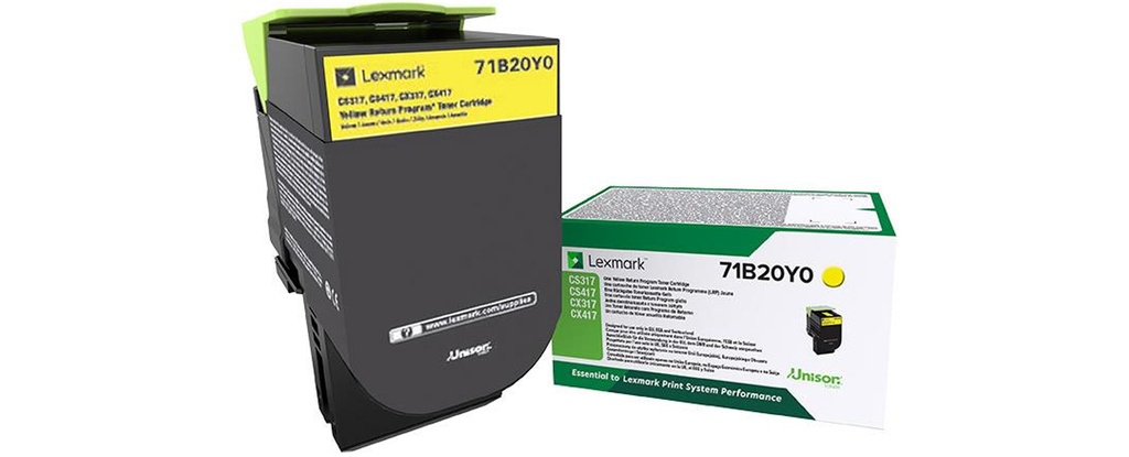 [120035441002] Lexmark 71B20Y0 tonercartridge 1 stuk(s) Origineel Geel