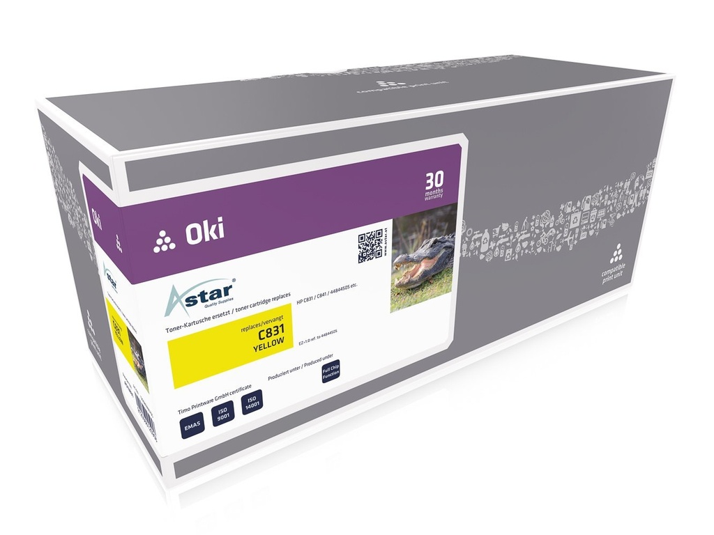 Astar AS13831 tonercartridge 1 stuk(s) Geel