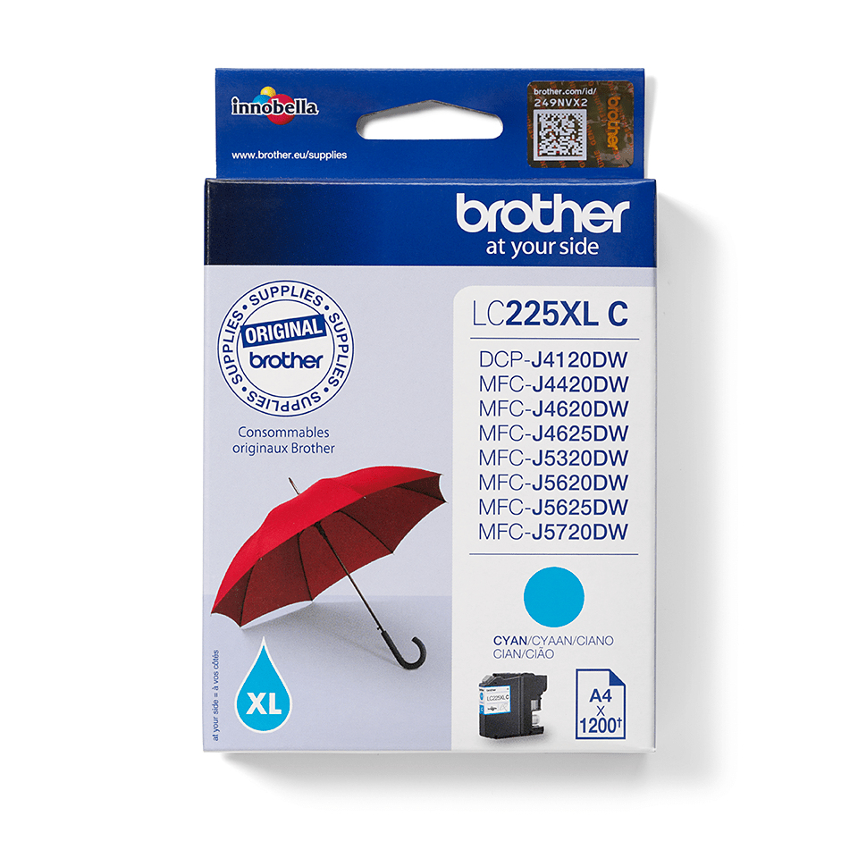 Brother LC225XLC inktcartridge 1 stuk(s) Origineel Cyaan