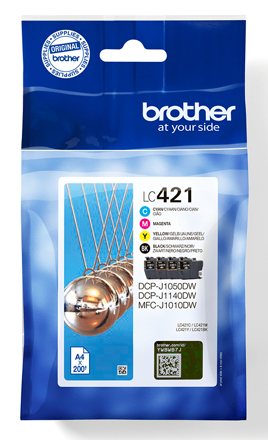 [170005440278] Brother LC421VALDR inktcartridge 4 stuk(s) Origineel Zwart, Cyaan, Magenta, Geel