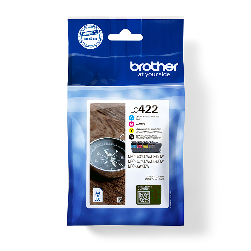 [170005440302] Brother LC422VAL inktcartridge 4 stuk(s) Origineel Zwart, Cyaan, Magenta, Geel