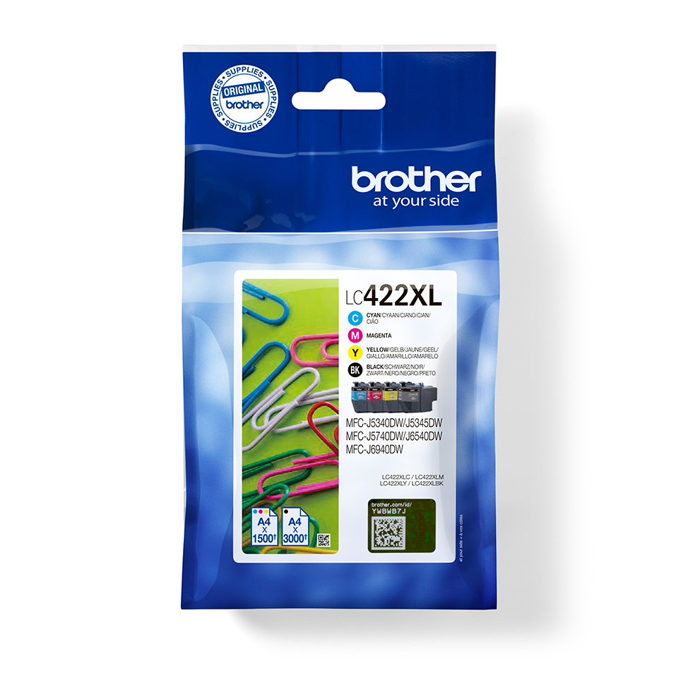 [170005440303] Brother LC422XLVAL inktcartridge 4 stuk(s) Origineel Zwart, Cyaan, Magenta, Geel