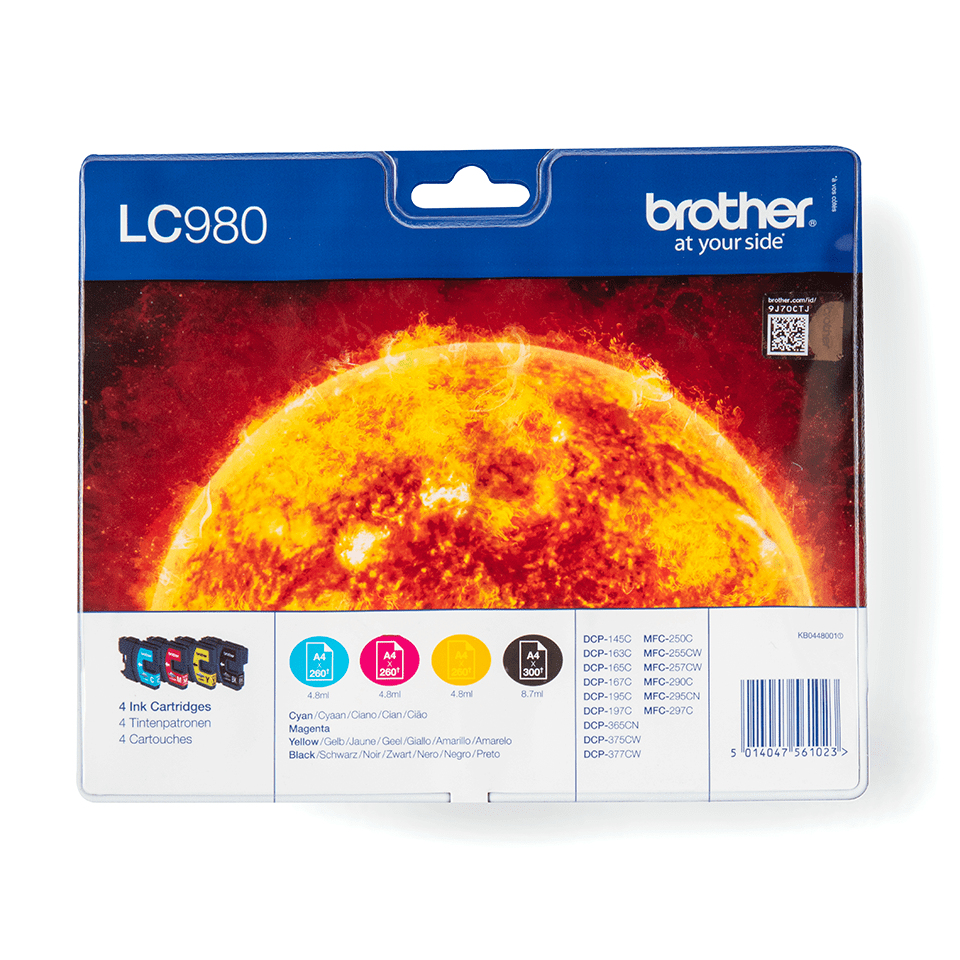 [170005440308] Brother LC980VALBP inktcartridge 4 stuk(s) Origineel Zwart, Cyaan, Magenta, Geel