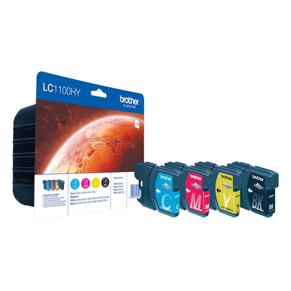 Brother LC1100HYVALBP inktcartridge 4 stuk(s) Origineel Zwart, Cyaan, Magenta, Geel