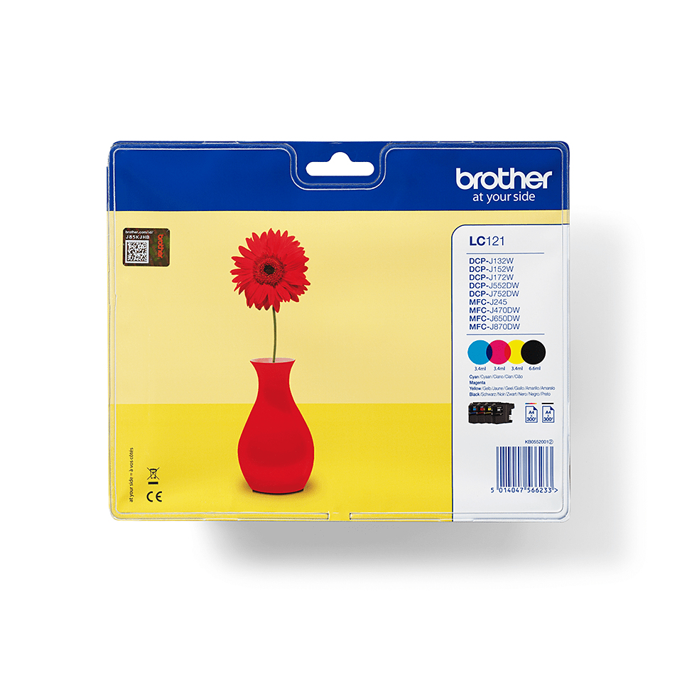 [170005440315] Brother LC121VALBP inktcartridge 4 stuk(s) Origineel Zwart, Cyaan, Magenta, Geel