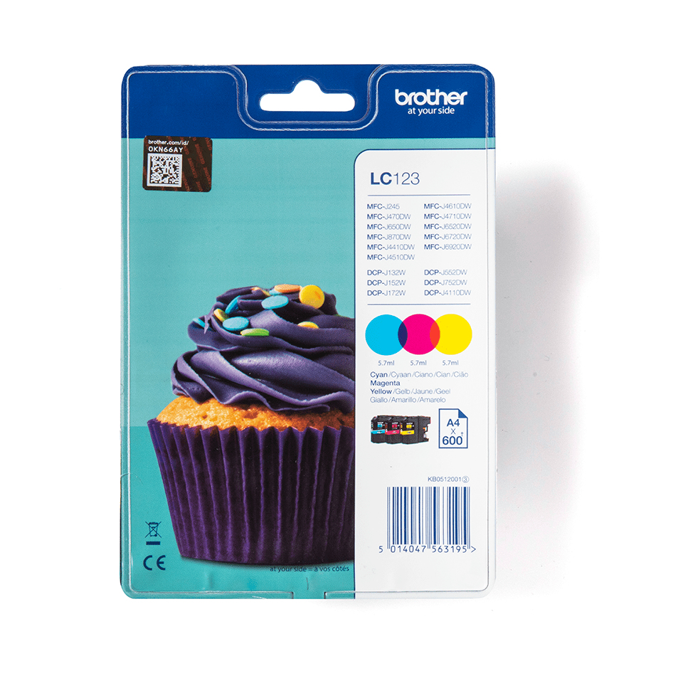 [170005440316] Brother LC123RBWBP inktcartridge 3 stuk(s) Origineel Cyaan, Magenta, Geel