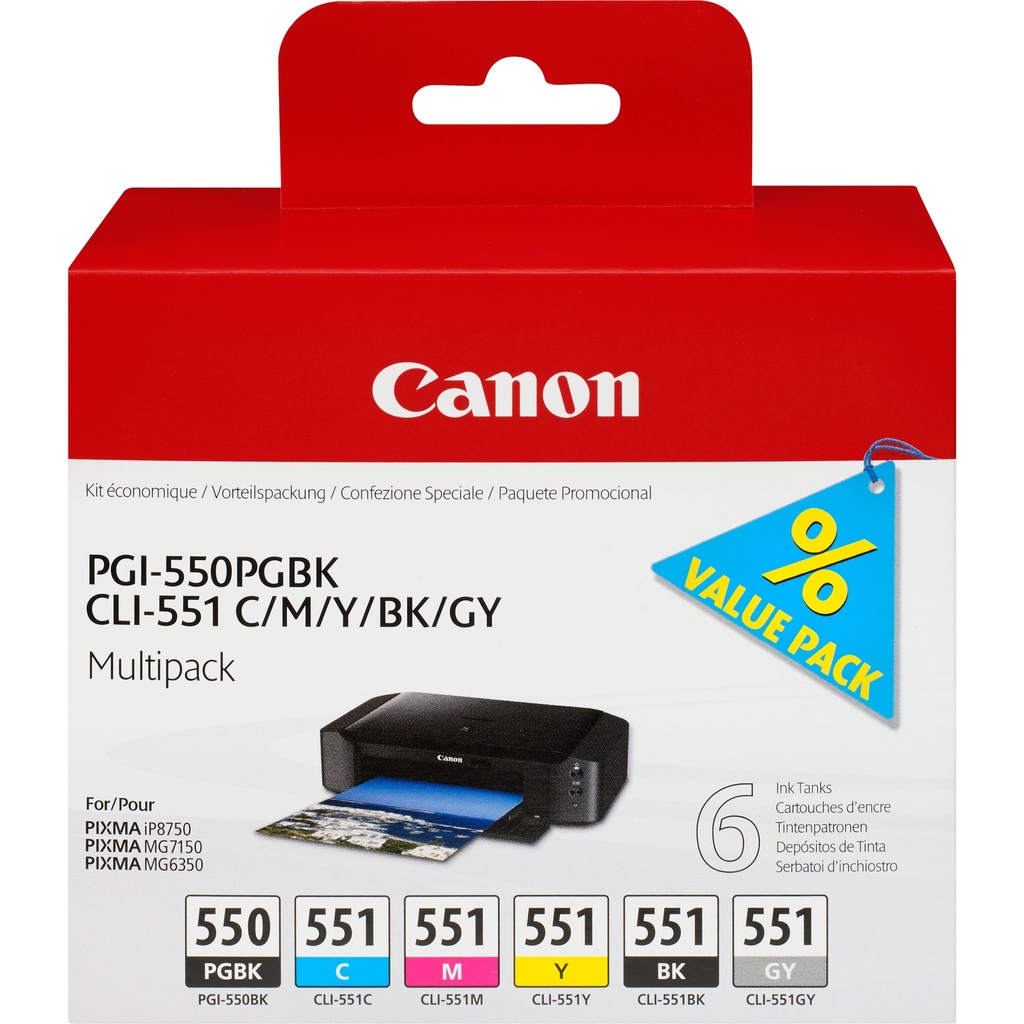 [170008440746] Canon 6496B005 inktcartridge 6 stuk(s) Origineel Foto zwart, Foto cyaan, Foto grijs, Foto magenta, Zwart, Fotogeel