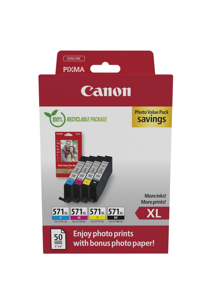 [170008441103] Canon 0332C006 inktcartridge 4 stuk(s) Origineel Hoog (XL) rendement Zwart, Cyaan, Magenta, Geel