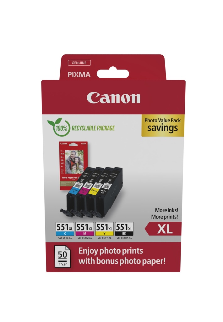 [170008441108] Canon 6443B008 inktcartridge 4 stuk(s) Origineel Hoog (XL) rendement Zwart, Cyaan, Magenta, Geel
