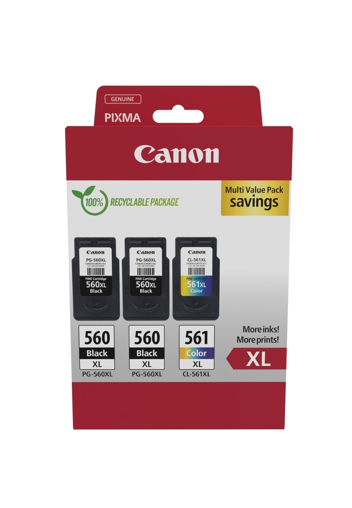 [170008441130] Canon 3712C009 inktcartridge 3 stuk(s) Origineel Hoog (XL) rendement Zwart, Cyaan, Magenta, Geel