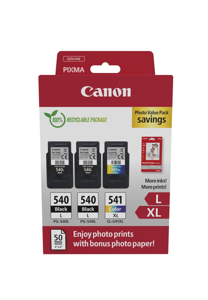 [170008441144] 5224B015 CANON 2xPG540L+CL541XL Pixma MG Inkt+Fotopapier (3) zwart-kleur HC