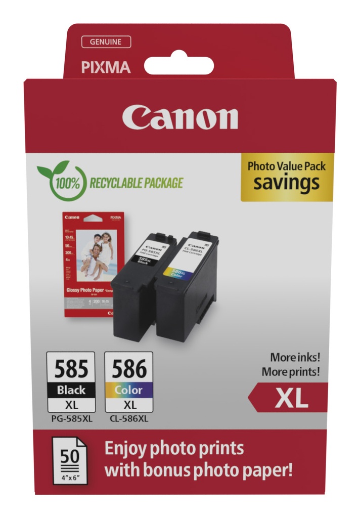 [170008441191] Canon PG-585XL/CL-586 PVP inktcartridge 2 stuk(s) Origineel Hoog (XL) rendement Zwart, Cyaan, Magenta, Geel