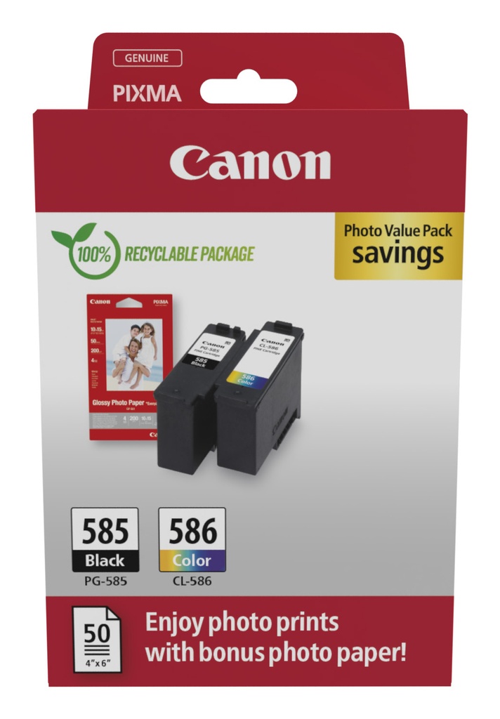 Canon PG-585/CL-586 PVP inktcartridge 2 stuk(s) Origineel Zwart, Cyaan, Magenta, Geel