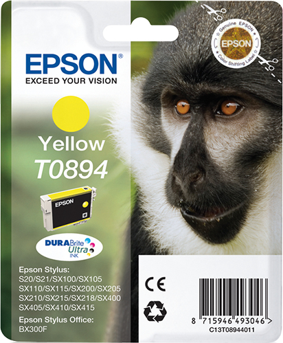 [170015440664] Epson Monkey Singlepack Yellow T0894 DURABrite Ultra Ink