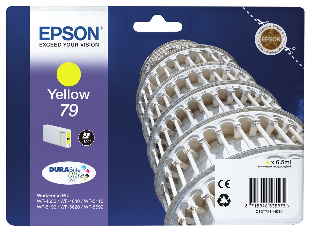 [170015440950] Epson Tower of Pisa Singlepack Yellow 79 DURABrite Ultra Ink