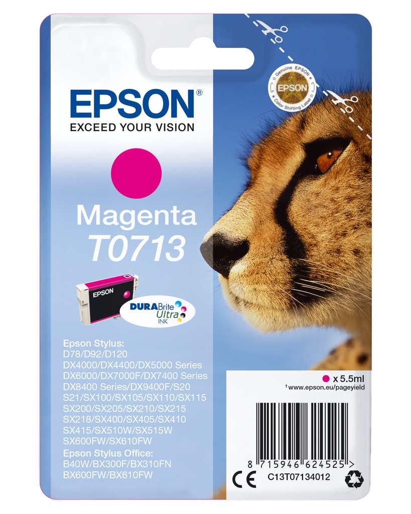 [170015441171] Epson Singlepack Magenta T0713 DURABrite Ultra Ink