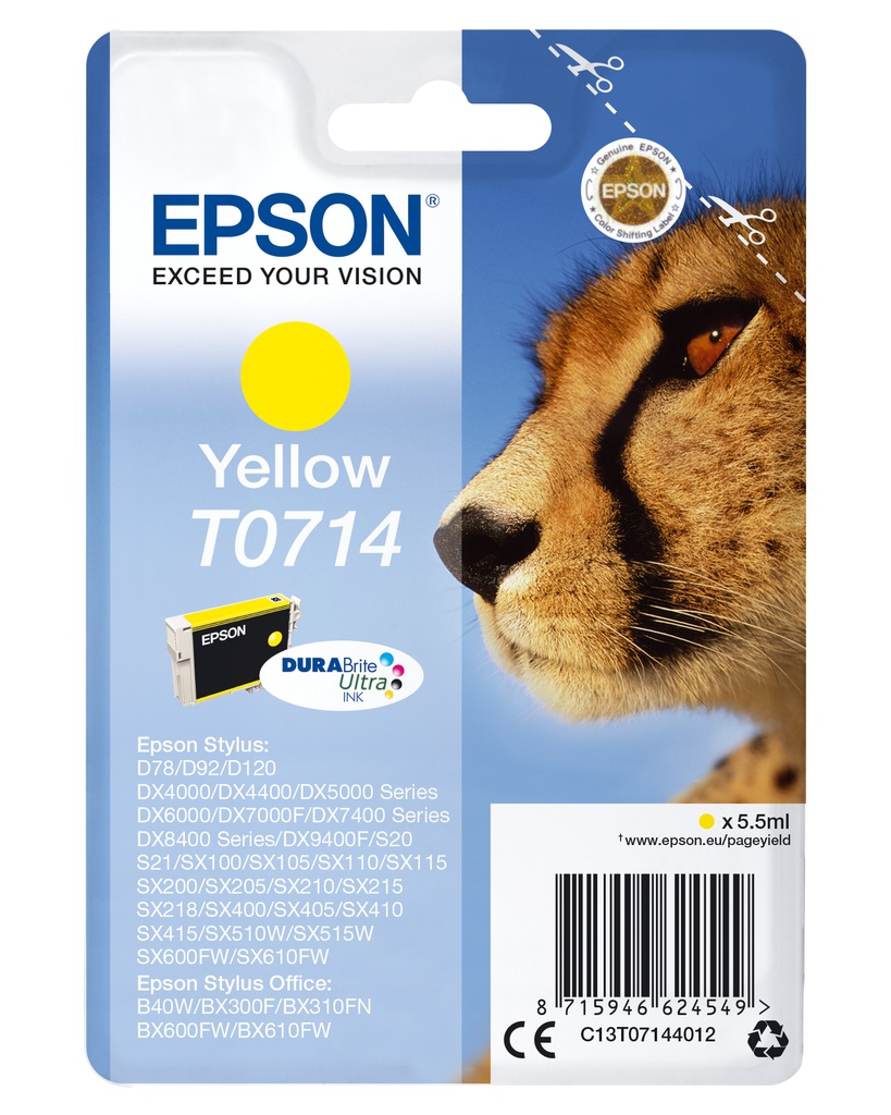 [170015441173] Epson Singlepack Yellow T0714 DURABrite Ultra Ink