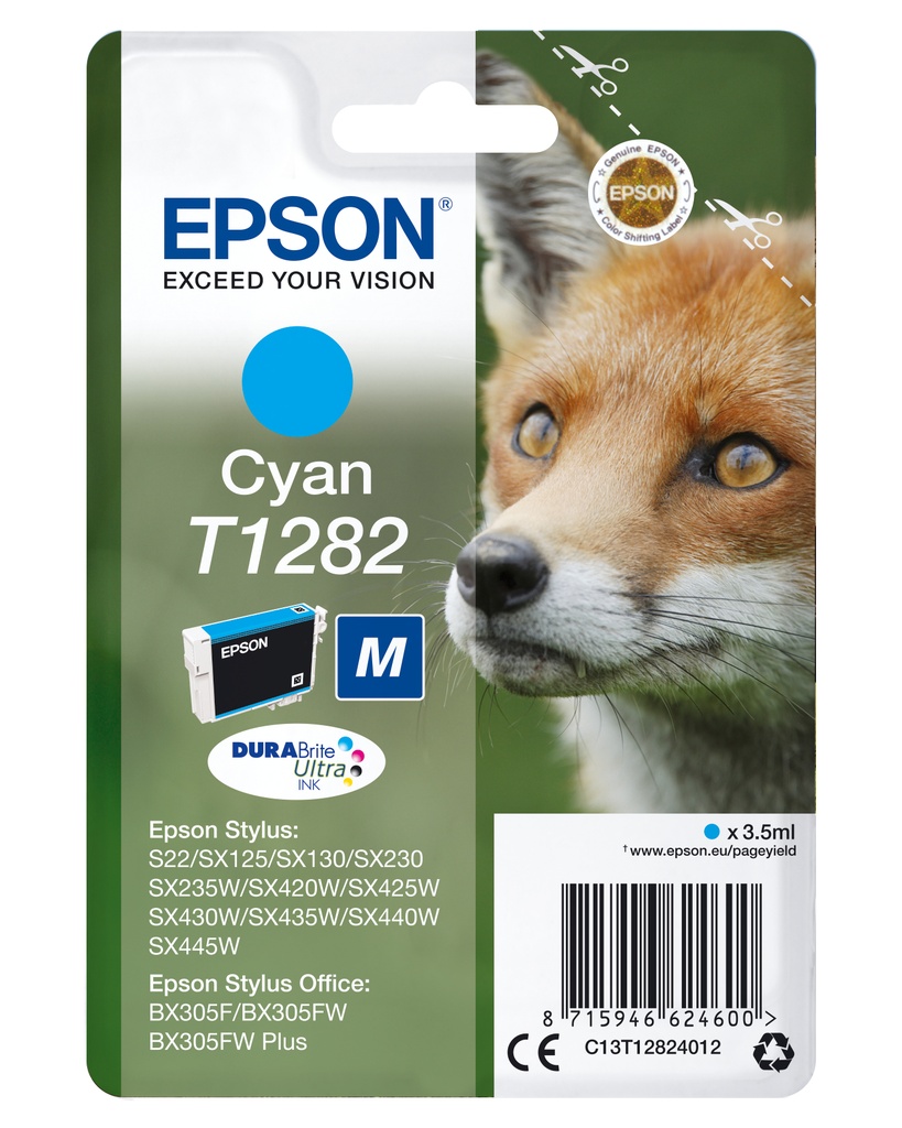 [170015441179] Epson Fox Singlepack Cyan T1282 DURABrite Ultra Ink