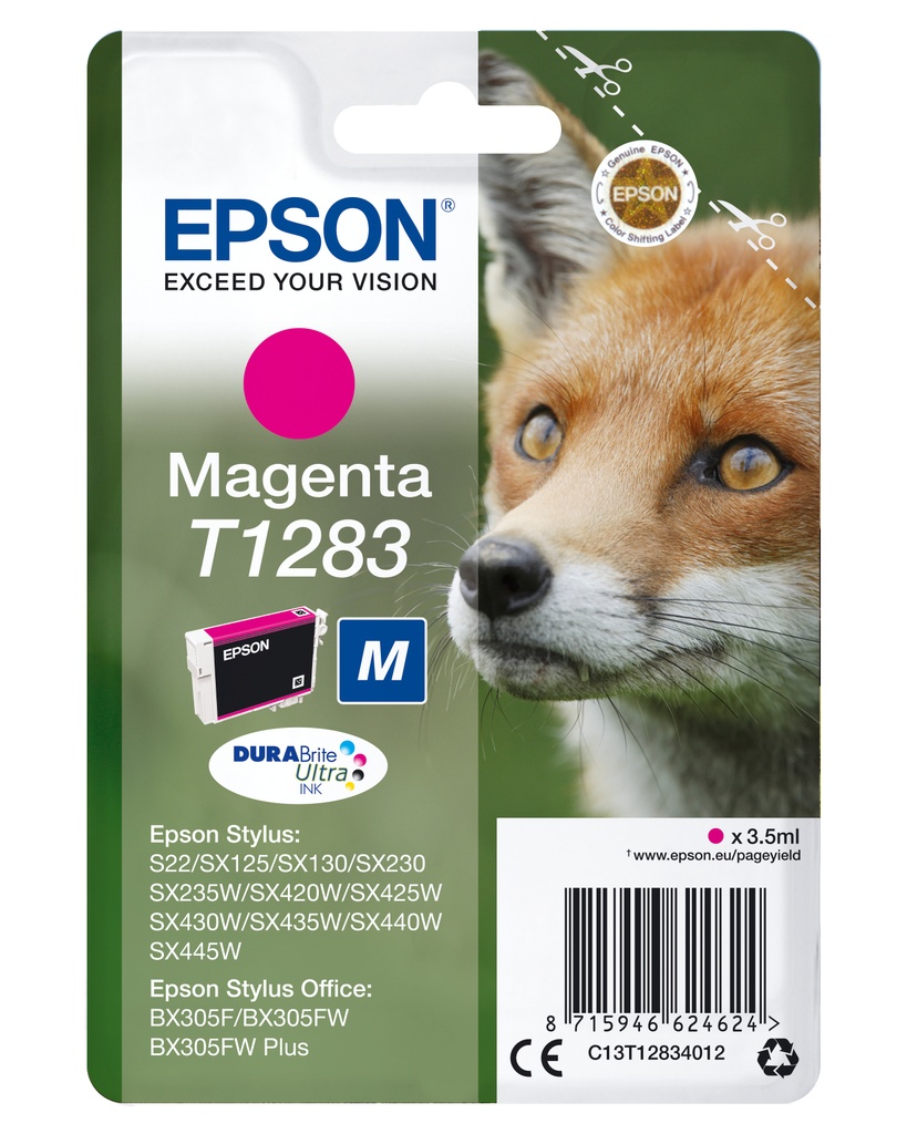 [170015441181] Epson Fox Singlepack Magenta T1283 DURABrite Ultra Ink