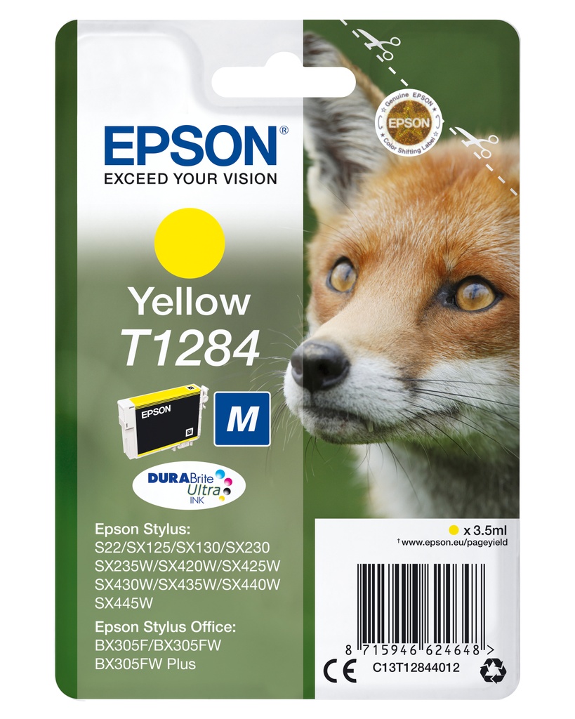 [170015441183] Epson Fox Singlepack Yellow T1284 DURABrite Ultra Ink