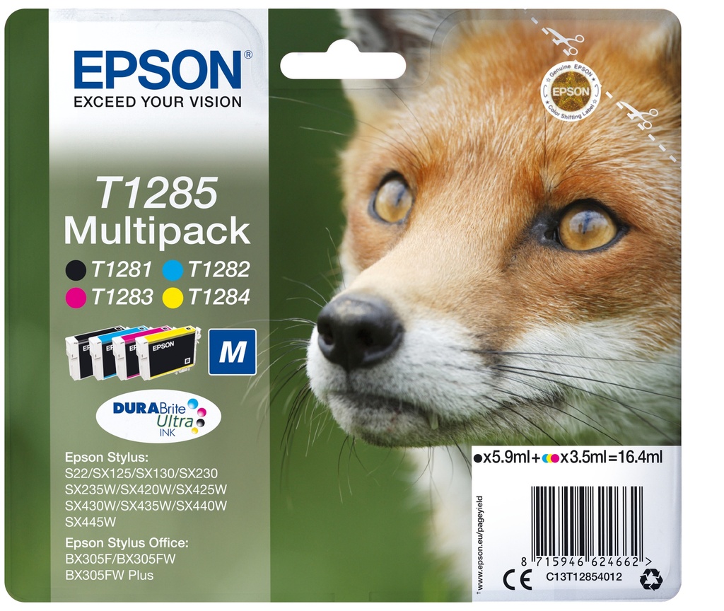 [170015441185] Epson Fox Multipack 4-kleur T1285 DURABrite Ultra Ink