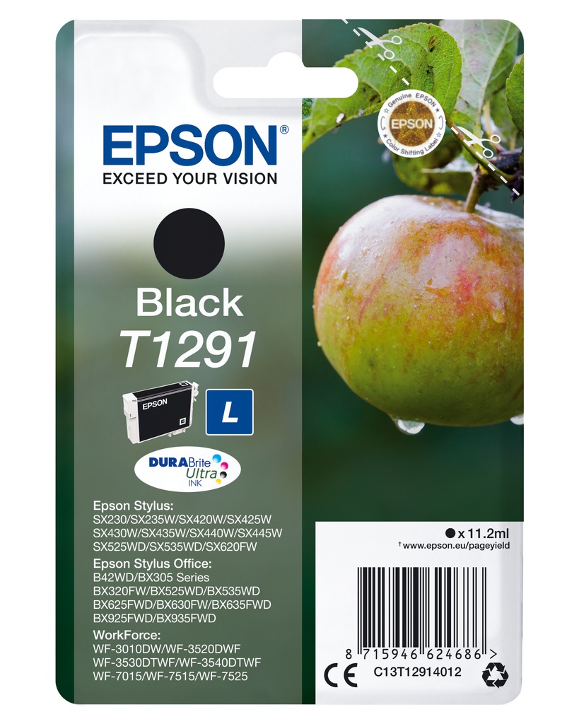 [170015441187] Epson Apple Singlepack Black T1291 DURABrite Ultra Ink