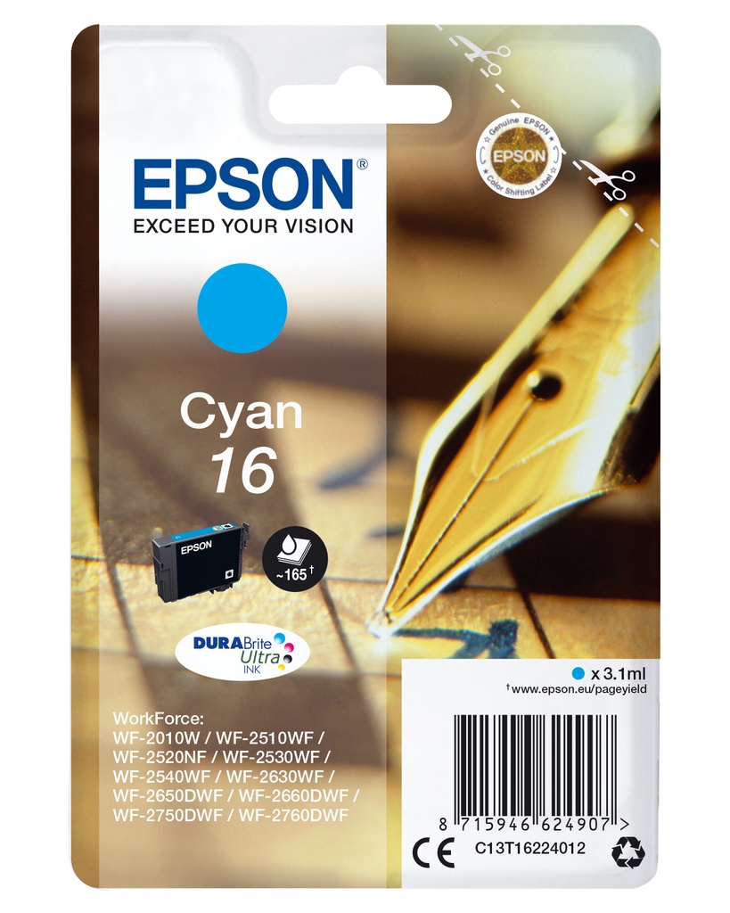 [170015441209] Epson Pen and crossword Singlepack Cyan 16 DURABrite Ultra Ink