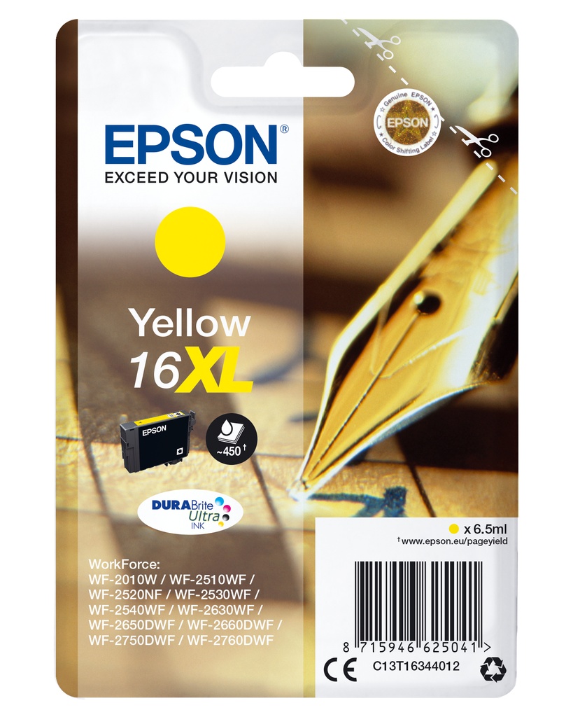 [170015441223] Epson Pen and crossword Singlepack Yellow 16XL DURABrite Ultra Ink