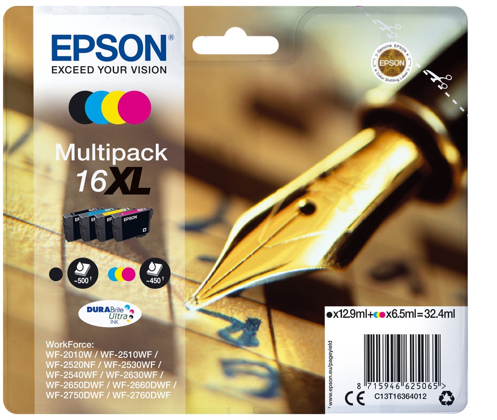 [170015441225] Epson Pen and crossword Multipack 4-colours 16XL DURABrite Ultra Ink