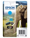 Epson Elephant Singlepack Cyan 24XL Claria Photo HD Ink