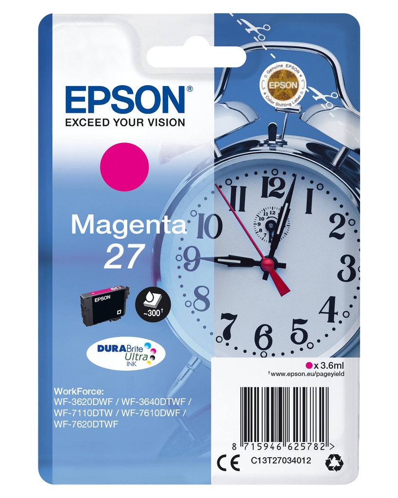 [170015441297] Epson Alarm clock Singlepack Magenta 27 DURABrite Ultra Ink