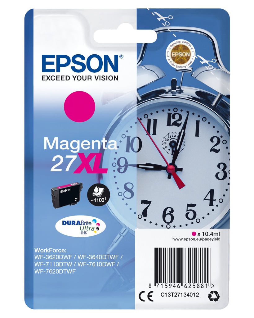 [170015441307] Epson Alarm clock Singlepack Magenta 27XL DURABrite Ultra Ink