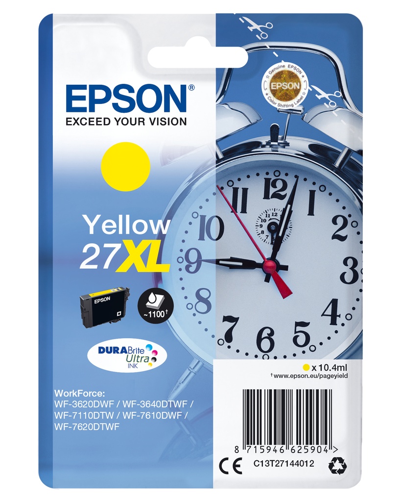 [170015441309] Epson Alarm clock Singlepack Yellow 27XL DURABrite Ultra Ink