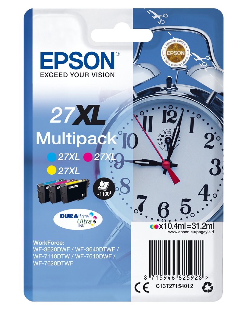 [170015441311] Epson Alarm clock Multipack 3-colour 27XL DURABrite Ultra Ink