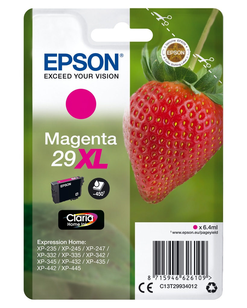 [170015441329] Epson Strawberry Singlepack Magenta 29XL Claria Home Ink