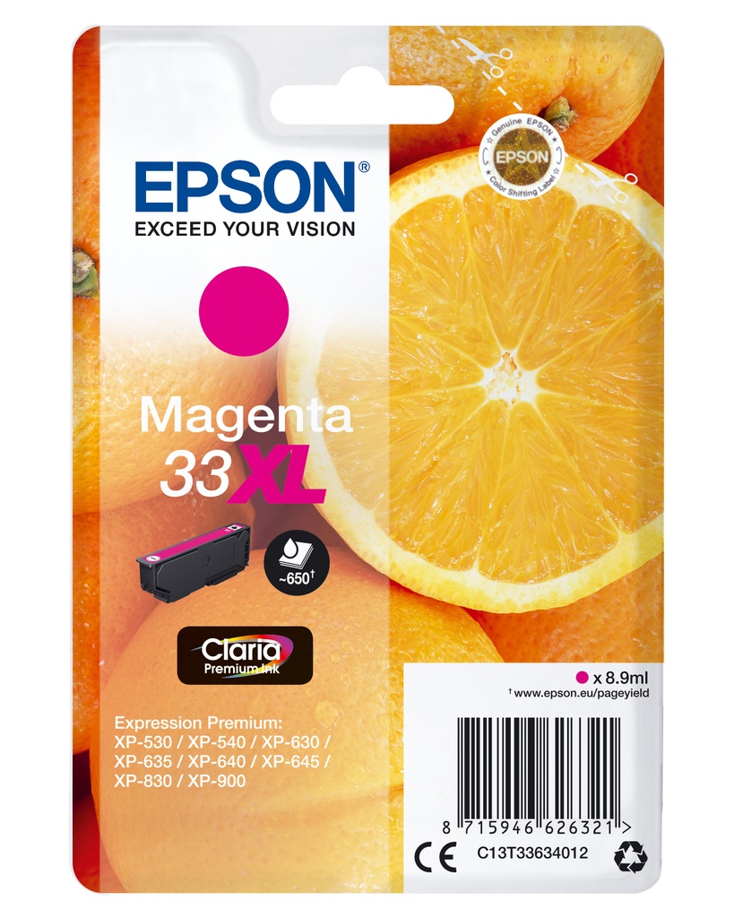 [170015441351] Epson Oranges Singlepack Magenta 33XL Claria Premium Ink