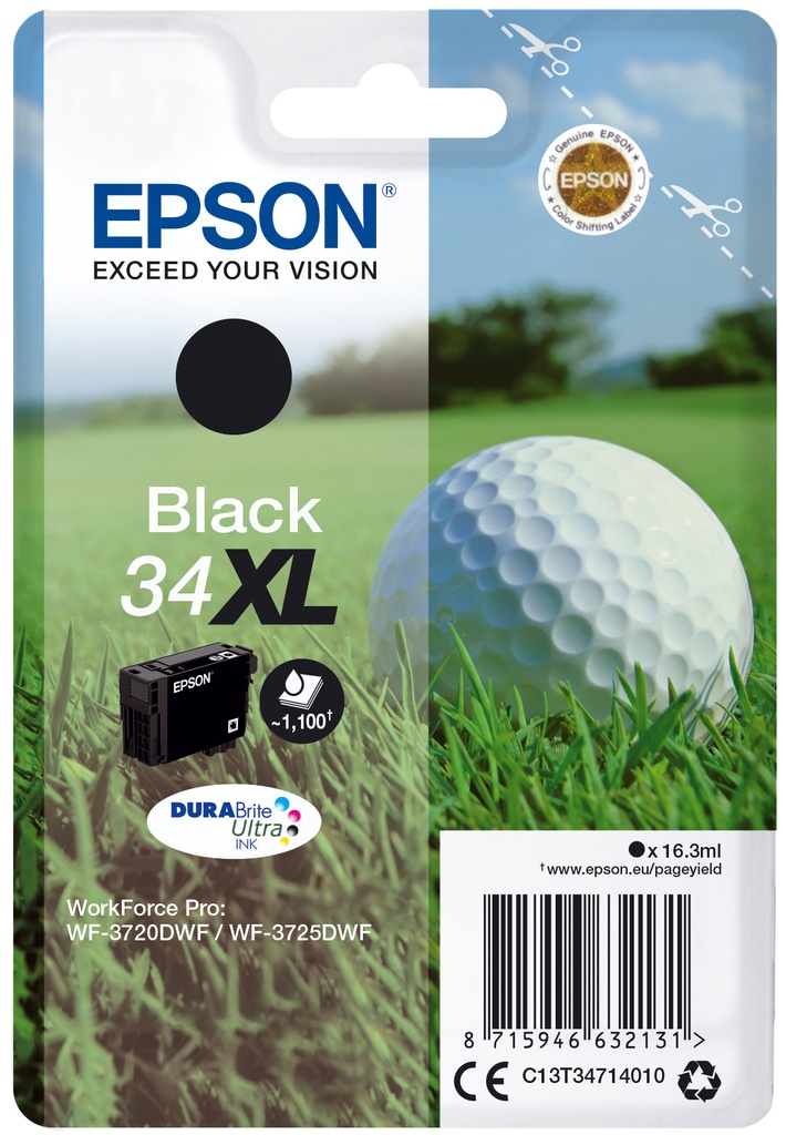 [170015441360] Epson Golf ball Singlepack Black 34XL DURABrite Ultra Ink