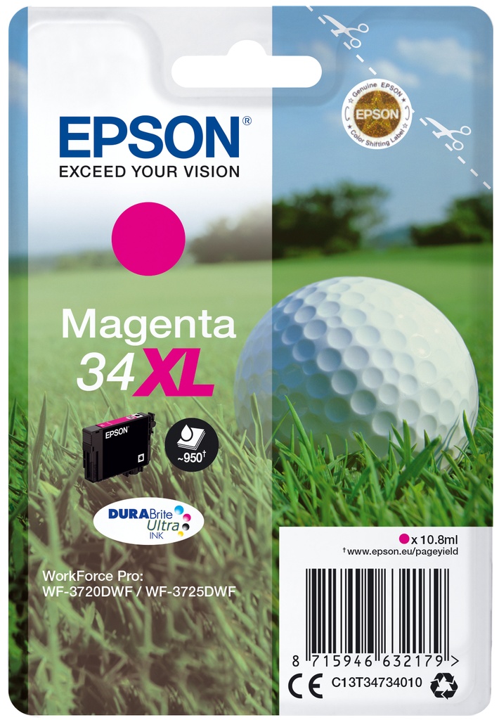 [170015441362] Epson Golf ball Singlepack Magenta 34XL DURABrite Ultra Ink