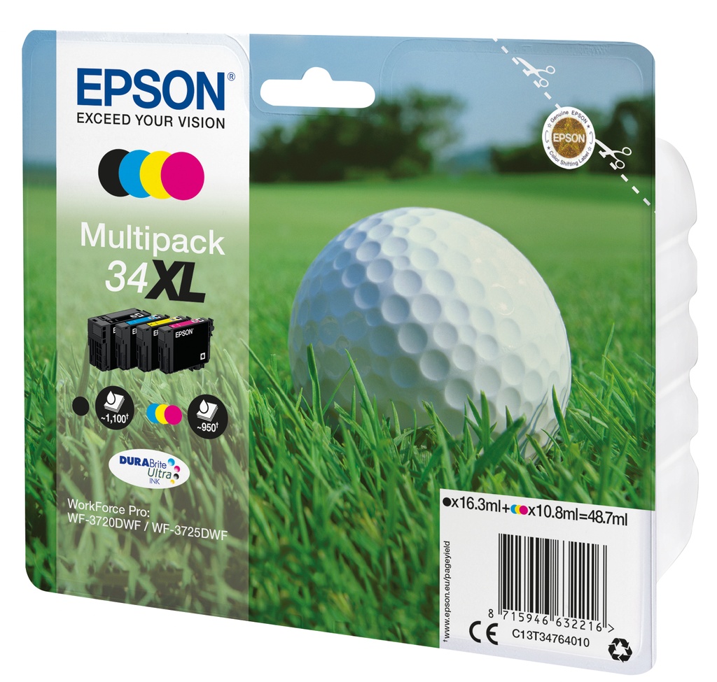 [170015441364] Epson Golf ball Multipack 4-colours 34XL DURABrite Ultra Ink