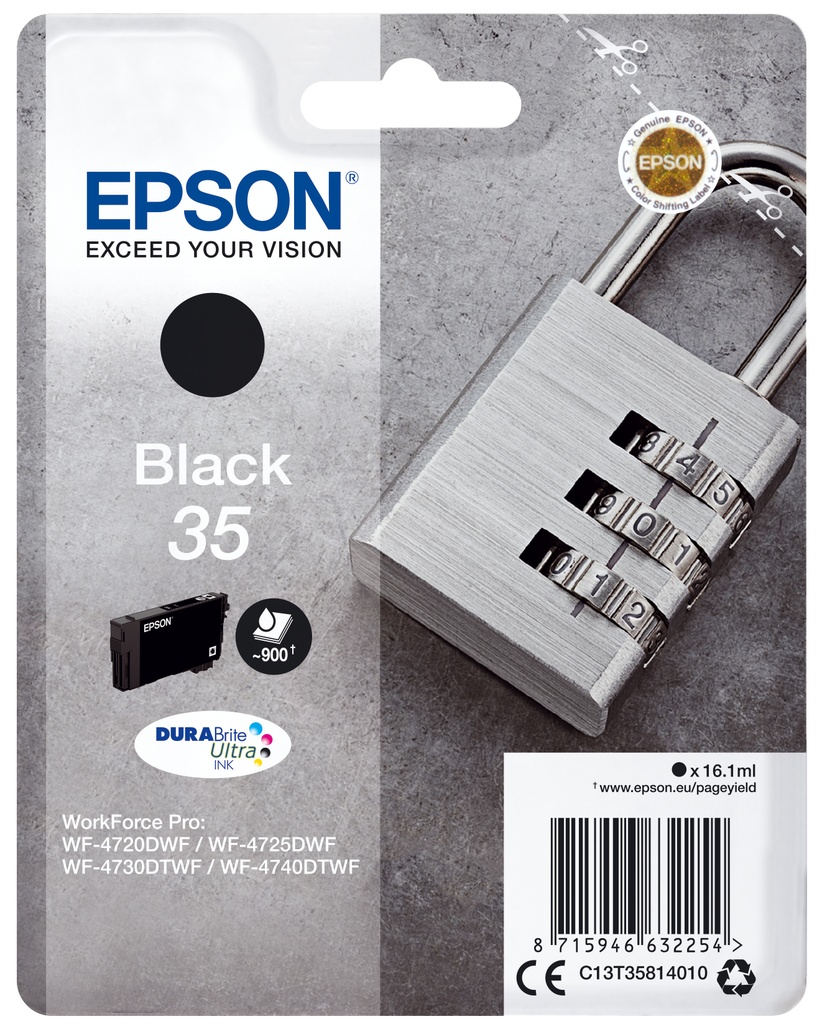 [170015441365] Epson Padlock Singlepack Black 35 DURABrite Ultra Ink