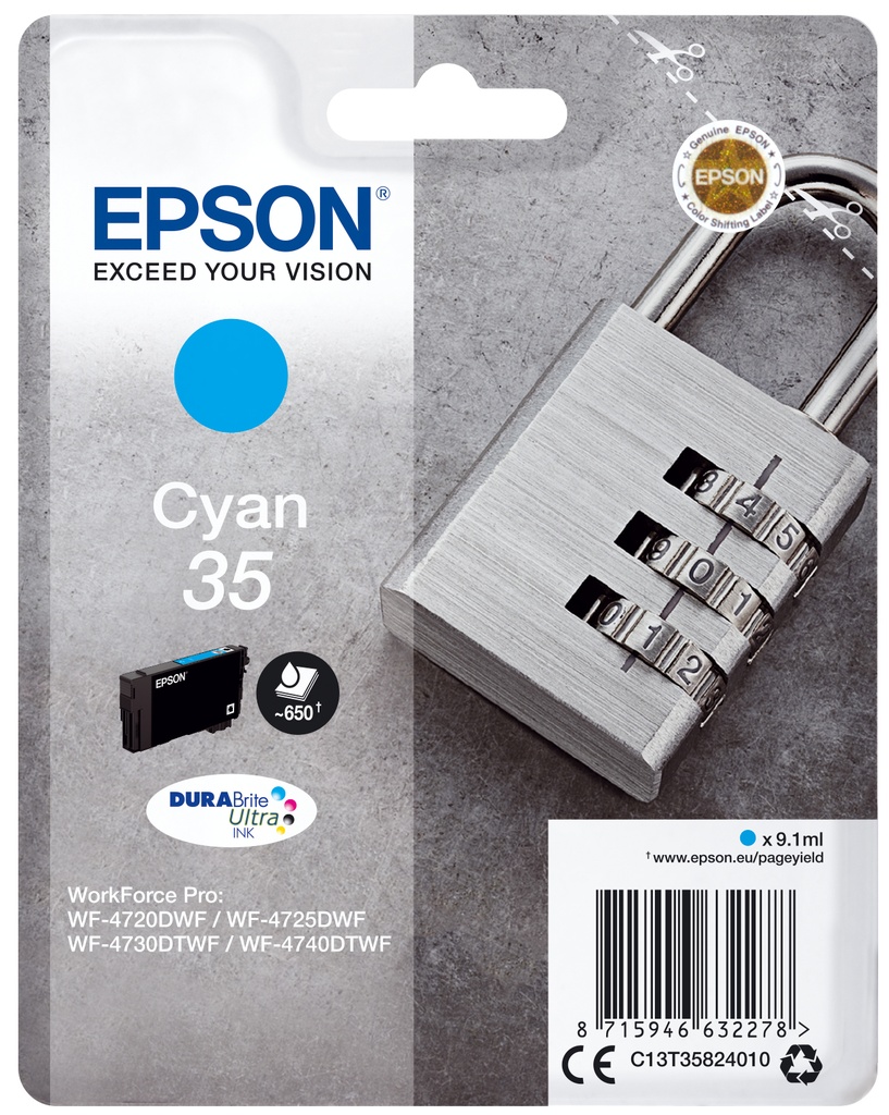 [170015441366] Epson Padlock Singlepack Cyan 35 DURABrite Ultra Ink