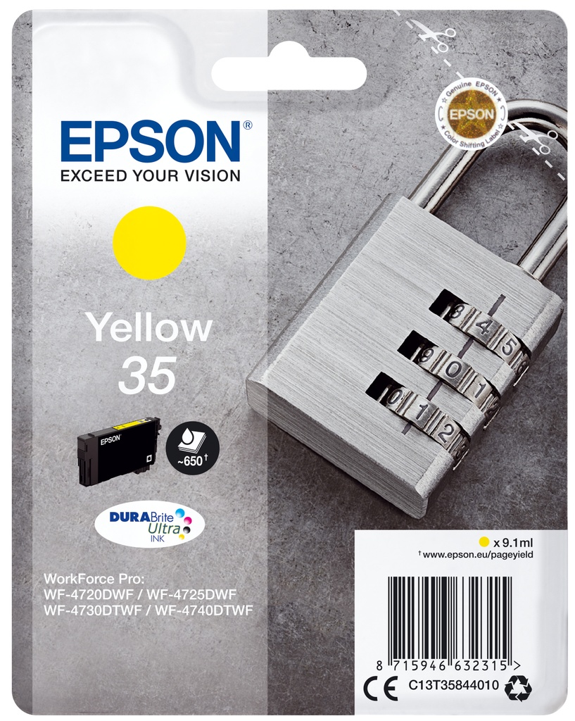 [170015441368] Epson Padlock Singlepack Yellow 35 DURABrite Ultra Ink