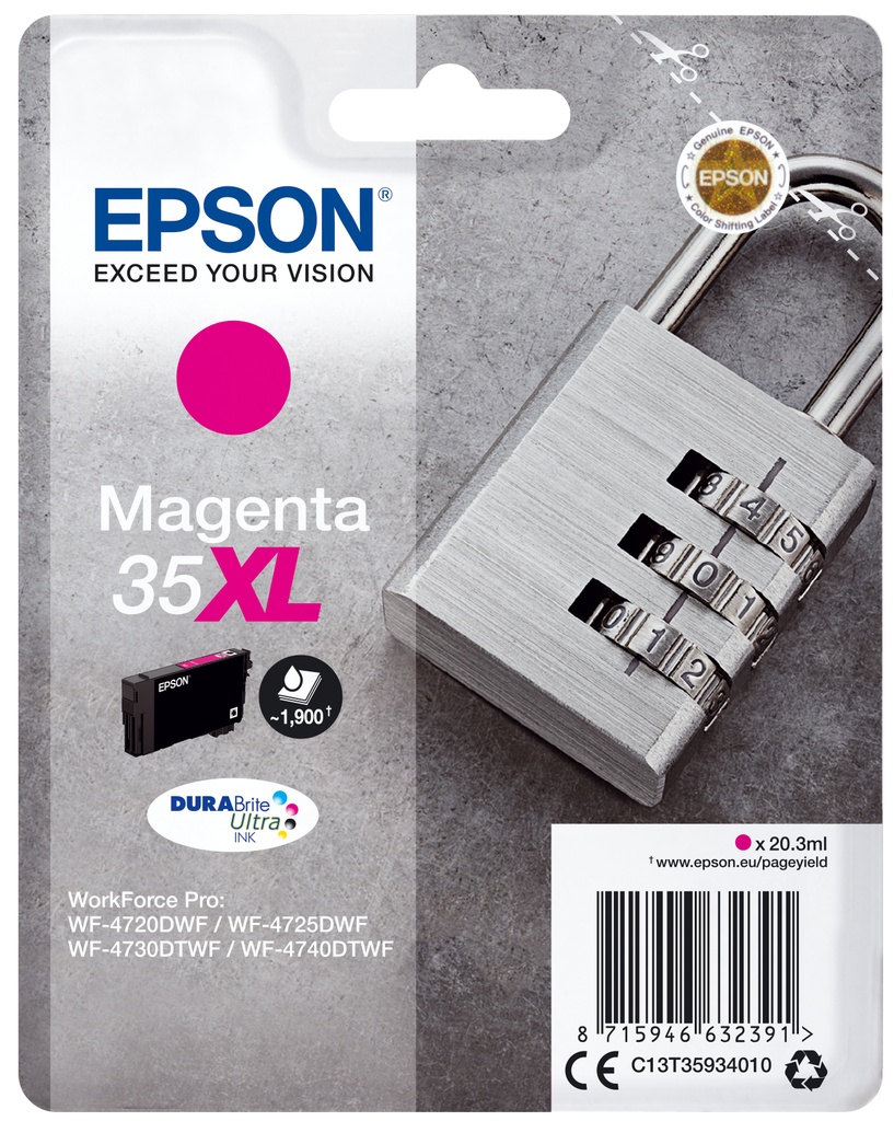 [170015441372] Epson Padlock Singlepack Magenta 35XL DURABrite Ultra Ink